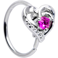 将图片加载到图库查看器,20G 5/16 Pink Gem Swirling Heart Valentine Nose Hoop