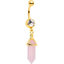 将图片加载到图库查看器,Clear Gem Gold Tone Pink Gem Dangle Belly Ring