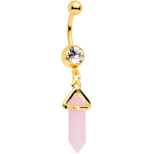 将图片加载到图库查看器,Clear Gem Gold Tone Pink Gem Dangle Belly Ring