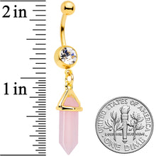 将图片加载到图库查看器,Clear Gem Gold Tone Pink Gem Dangle Belly Ring
