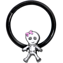 Load image into Gallery viewer, 16G 3/8 Black Skeleton Girl Halloween Hinged Segment Ring