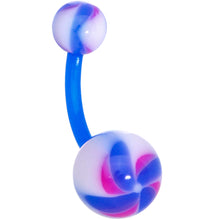 将图片加载到图库查看器,Blue White Purple Swirl Bioplast Belly Ring