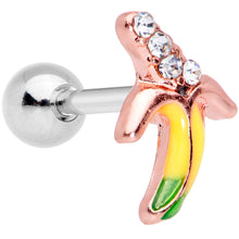 Load image into Gallery viewer, 16G 1/4 Clear CZ Gem Rose Gold Tone Glam Banana Cartilage Tragus