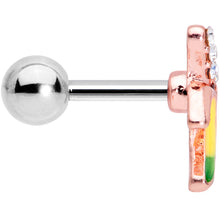 Load image into Gallery viewer, 16G 1/4 Clear CZ Gem Rose Gold Tone Glam Banana Cartilage Tragus