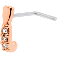 Load image into Gallery viewer, 20G Clear CZ Gem Rose Gold Tone Trio Faux Hoop L Shaped Nose Ring