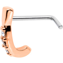 Load image into Gallery viewer, 20G Clear CZ Gem Rose Gold Tone Trio Faux Hoop L Shaped Nose Ring
