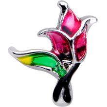 Load image into Gallery viewer, 16G 1/4 Green Purple Tropical Flower Labret Monroe Tragus