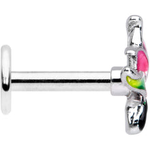 Load image into Gallery viewer, 16G 1/4 Green Purple Tropical Flower Labret Monroe Tragus