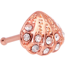 Load image into Gallery viewer, 20G 1/4 Clear Gem Rose Gold Tone Shell Nose Bone