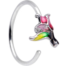 Load image into Gallery viewer, 20G 1/4 Green Purple Tropical Flower Nose Hoop