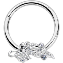 Load image into Gallery viewer, 16G 3/8 Clear Gem Elegant Swirl Hinged Segment Ring