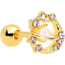 Load image into Gallery viewer, 16G 1/4 Clear Gem Gold Tone Saturn Moon Cartilage Tragus Earring
