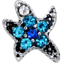 Load image into Gallery viewer, 16G 5/16 Aqua Blue Gem Starfish Labret Monroe Tragus