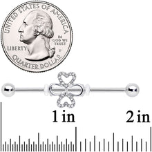 Load image into Gallery viewer, 14G Clear Gem Heart Shamrock St Patricks Industrial Barbell 38mm