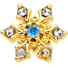 Load image into Gallery viewer, 20G 1/4 Blue CZ Gold Tone Snowflake Christmas Nose Bone