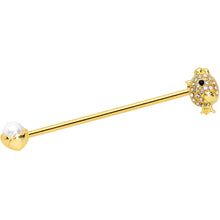 Load image into Gallery viewer, 14G Clear Gem Gold Tone Egg Chick Industrial Barbell 38mm