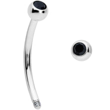Load image into Gallery viewer, 16G 1/2 Black Gem Ball End Curved Barbell
