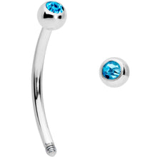 Load image into Gallery viewer, 16G 1/2 Aqua Gem Ball End Curved Barbell