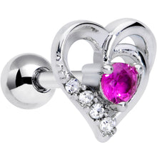 Load image into Gallery viewer, 16G 1/4 Clear Pink Gem Swirling Heart Valentine Cartilage Tragus