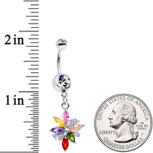 将图片加载到图库查看器,Clear Red Pink Gem Cluster Dangle Belly Ring