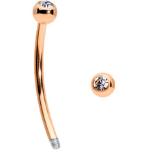 Load image into Gallery viewer, 16G 9/16 Clear Gem Ball End Rose Gold Tone Curved Barbell
