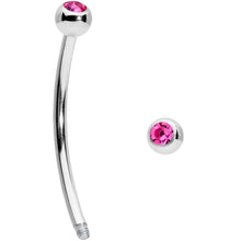 Load image into Gallery viewer, 16G 5/8 Pink Gem Ball End Curved Barbell