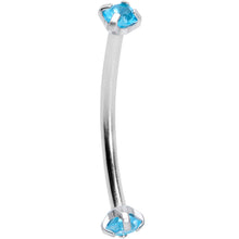 Load image into Gallery viewer, 16G 9/16 Aqua CZ Gem End Curved Barbell