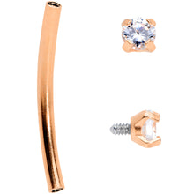 Load image into Gallery viewer, 16G 9/16 Clear CZ Gem End Rose Gold Tone Curved Barbell