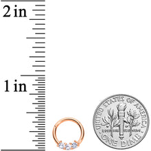 将图片加载到图库查看器,16G 5/16 Clear CZ Gem Rose Gold Tone Trio Hinged Segment Ring