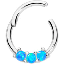将图片加载到图库查看器,16G 5/16 Blue Synthetic Opal Trio Hinged Segment Ring