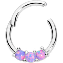 Load image into Gallery viewer, 16G 5/16 Purple Synthetic Opal Trio Hinged Segment Ring
