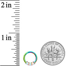 Load image into Gallery viewer, 16G 5/16 White Synthetic Opal Rainbow Trio Hinged Segment Ring