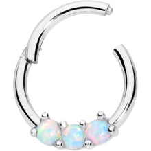 将图片加载到图库查看器,16G 5/16 White Synthetic Opal Trio Hinged Segment Ring