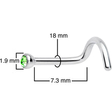 Load image into Gallery viewer, 18G Green 2mm Grade 23 Titanium Press Fit Left Nose Ring Screw