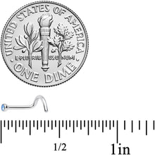 Load image into Gallery viewer, 18G Lt Blue 2mm Grade 23 Titanium Press Fit Left Nose Ring Screw