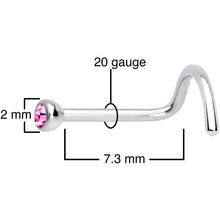 Load image into Gallery viewer, 20G Pink 2mm Grade 23 Titanium Press Fit Left Side Nose Screw
