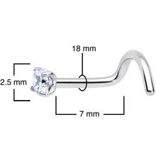 Load image into Gallery viewer, 18G 7mm Clear 2.5mm CZ Gem Grade 23 Titanium Left Side Nose Screw