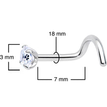 Load image into Gallery viewer, 18G 5/16 Clear 3mm CZ Gem Grade 23 Titanium Left Side Nose Screw
