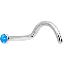 Load image into Gallery viewer, 18G 7mm Blue 2mm Synthetic Opal Titanium Left Nose Ring Screw