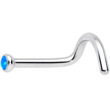 Load image into Gallery viewer, 18G 7mm Blue 2mm Synthetic Opal Titanium Left Nose Ring Screw