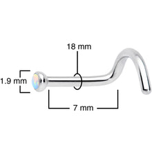 将图片加载到图库查看器,18G 7mm White 2mm Synthetic Opal Titanium Left Nose Ring Screw