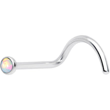 Load image into Gallery viewer, 20G 7mm White 2mm Synthetic Opal Titanium Left Nose Ring Screw