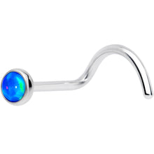 Load image into Gallery viewer, 20G 7mm Blue 3mm Synthetic Opal Titanium Left Nose Ring Screw