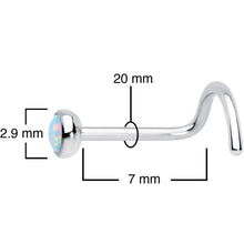 Load image into Gallery viewer, 20G 7mm White 3mm Synthetic Opal Titanium Left Nose Ring Screw