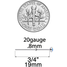Load image into Gallery viewer, 20G 3/4 Blue 3mm Synthetic Opal Titanium Fishtail Nose Ring