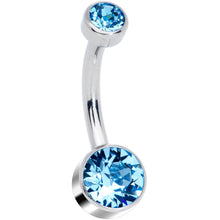 将图片加载到图库查看器,Aqua 6mm Titanium Internal Thread Belly Ring Created with Crystals