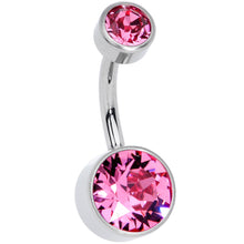 将图片加载到图库查看器,Pink 8mm Titanium Internal Thread Belly Ring Created with Crystals
