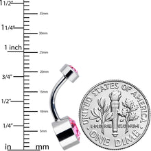 将图片加载到图库查看器,Pink 8mm Titanium Internal Thread Belly Ring Created with Crystals