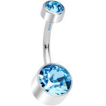 将图片加载到图库查看器,Aqua 8mm Titanium Internal Thread Belly Ring Created with Crystals
