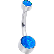 将图片加载到图库查看器,Blue Synthetic Opal Grade 23 Titanium Internal Thread Duo Belly Ring